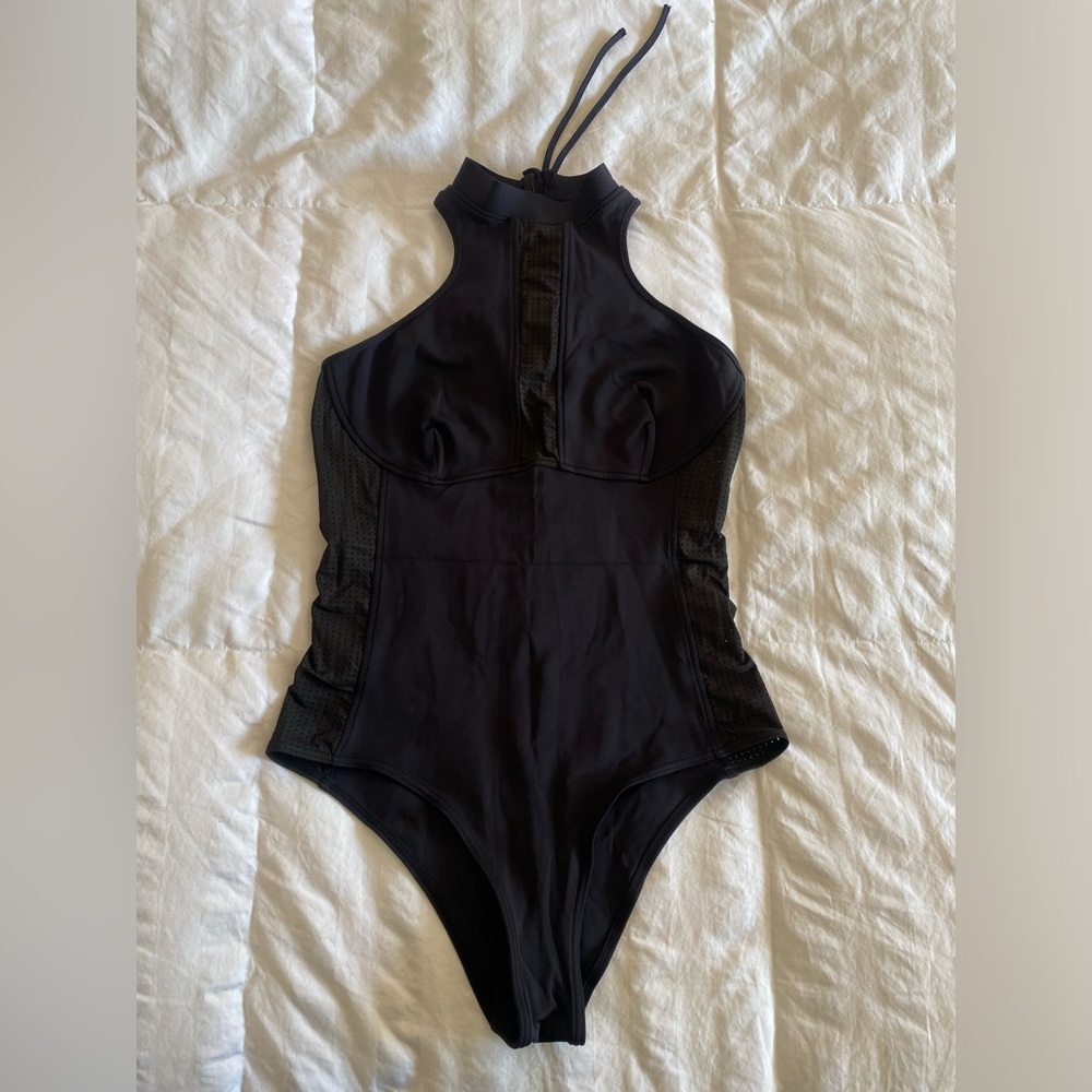 Turtle Neck Black Swimsuit